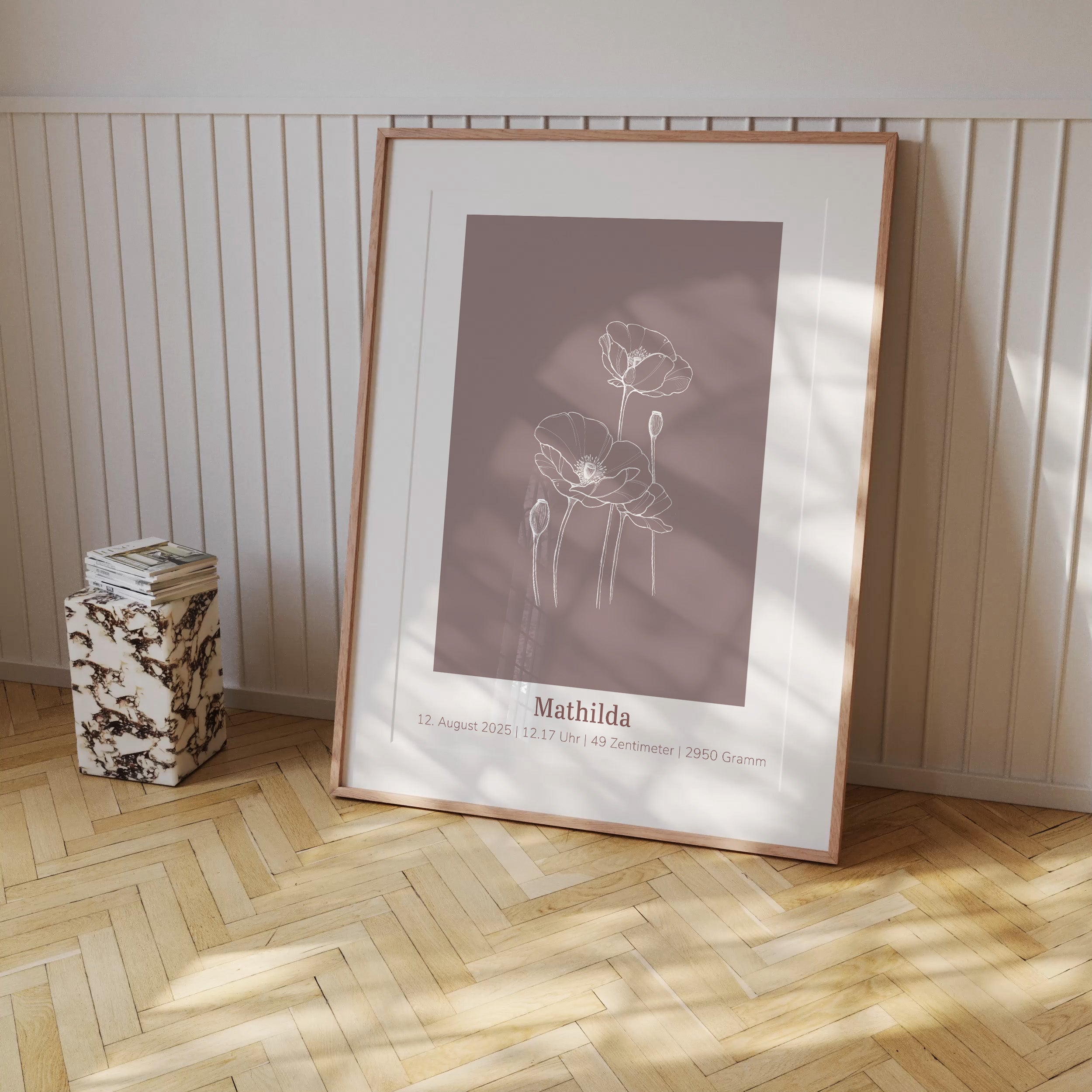 Geburtsblumenposter personalisierbar