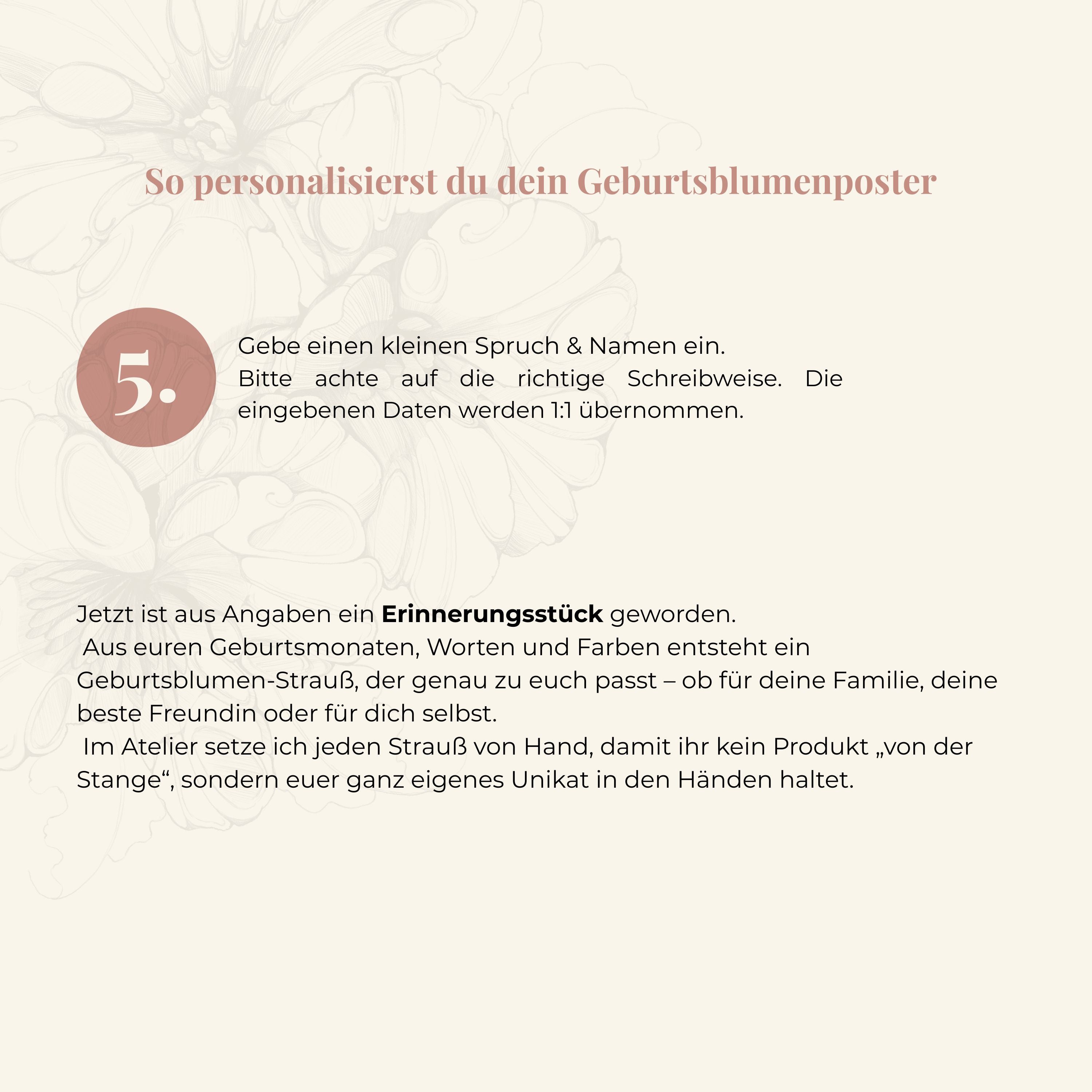 Geburtsblumenposter personalisierbar