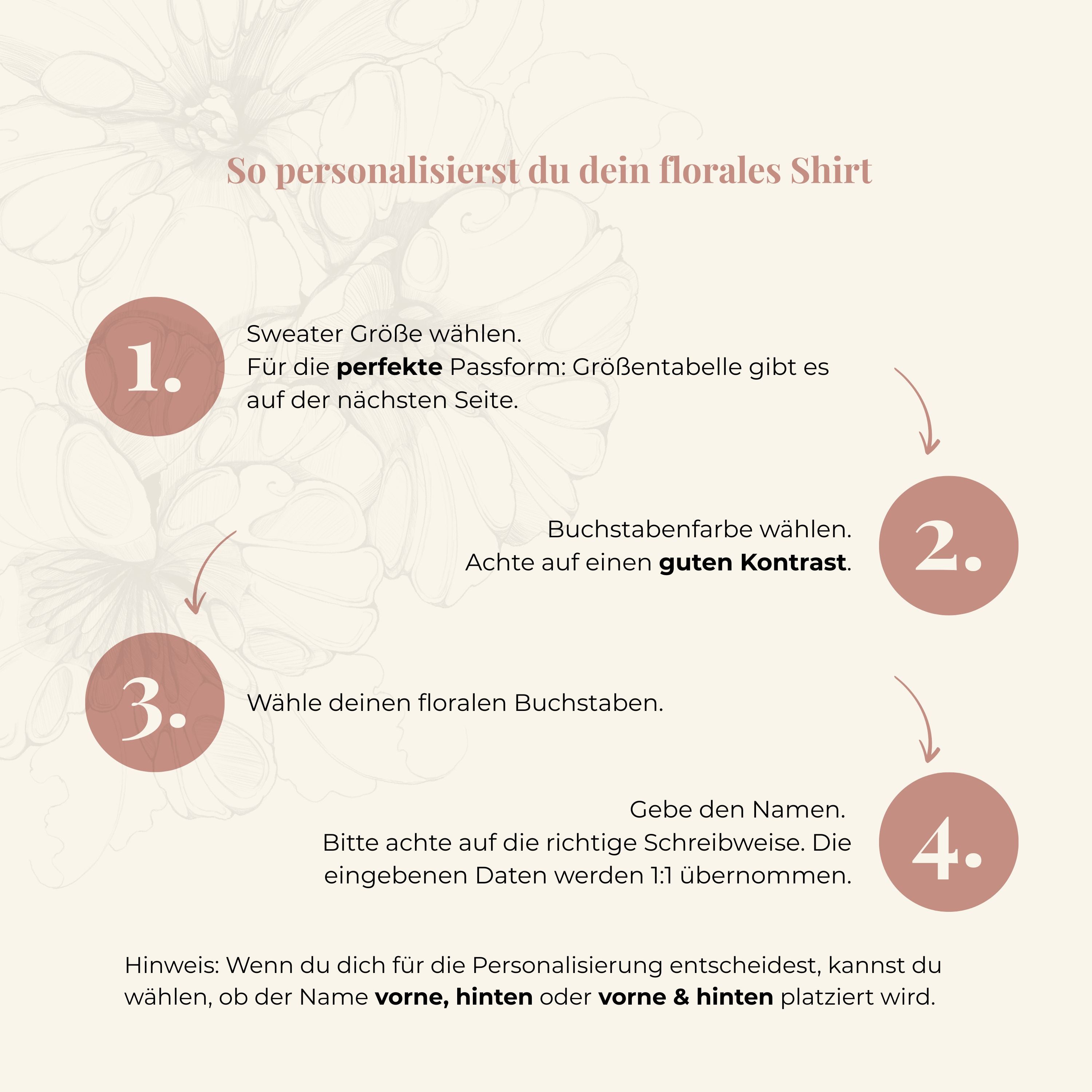 T-Shirt mit floralem Buchstaben – personalisierbar
