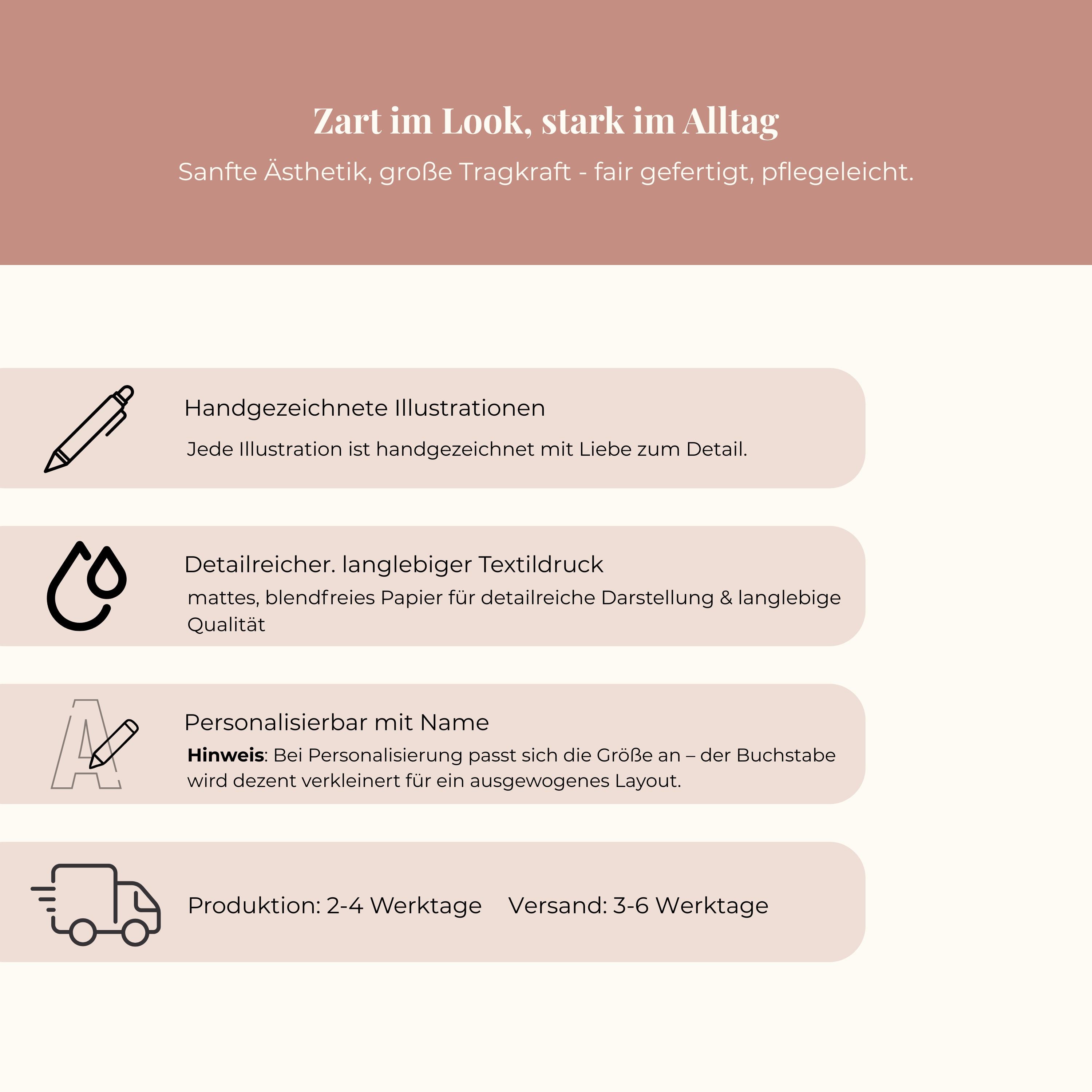 Stoffbeutel mit floralem Buchstaben - personalisierbar