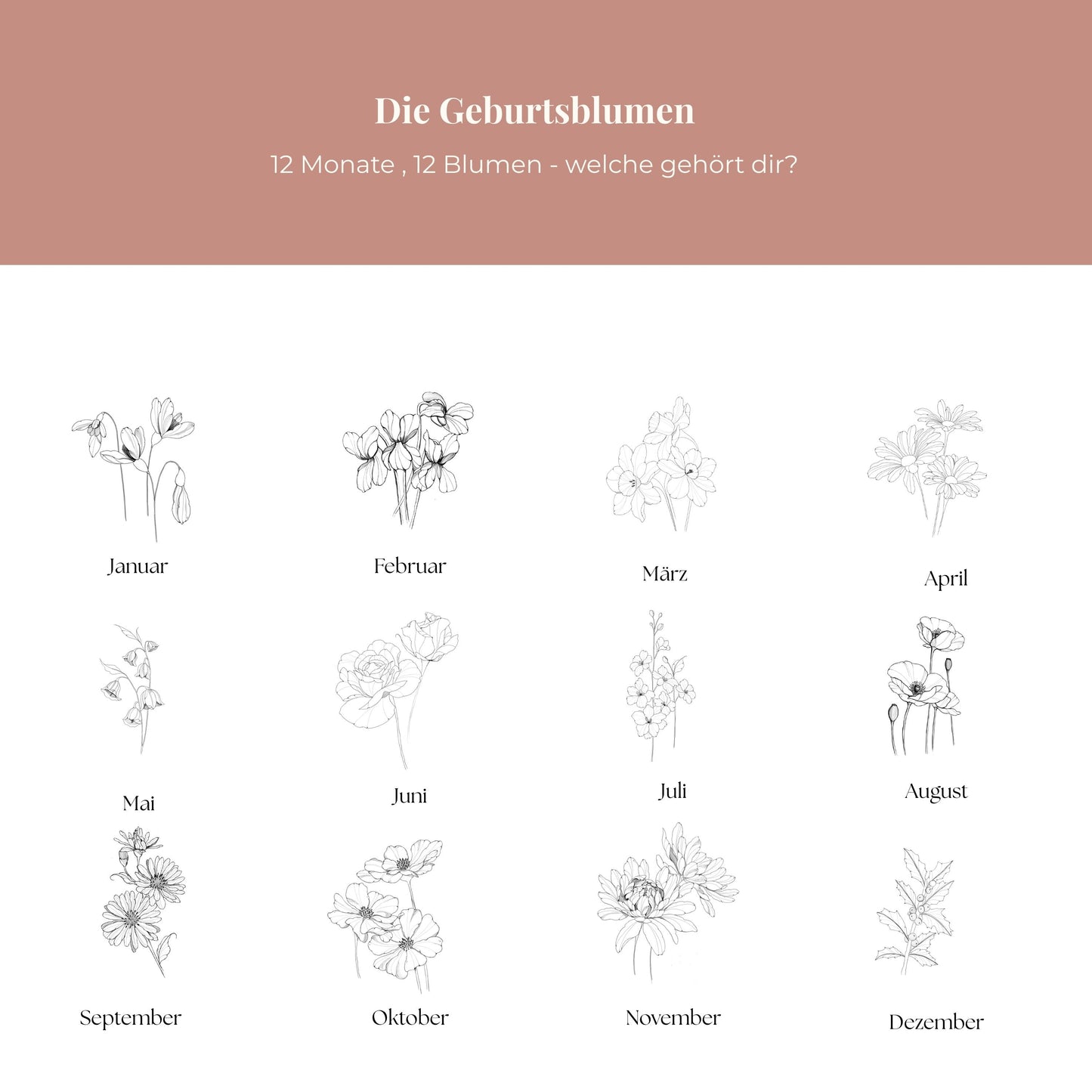Hoodie mit Geburtsblumen - personalisierbar