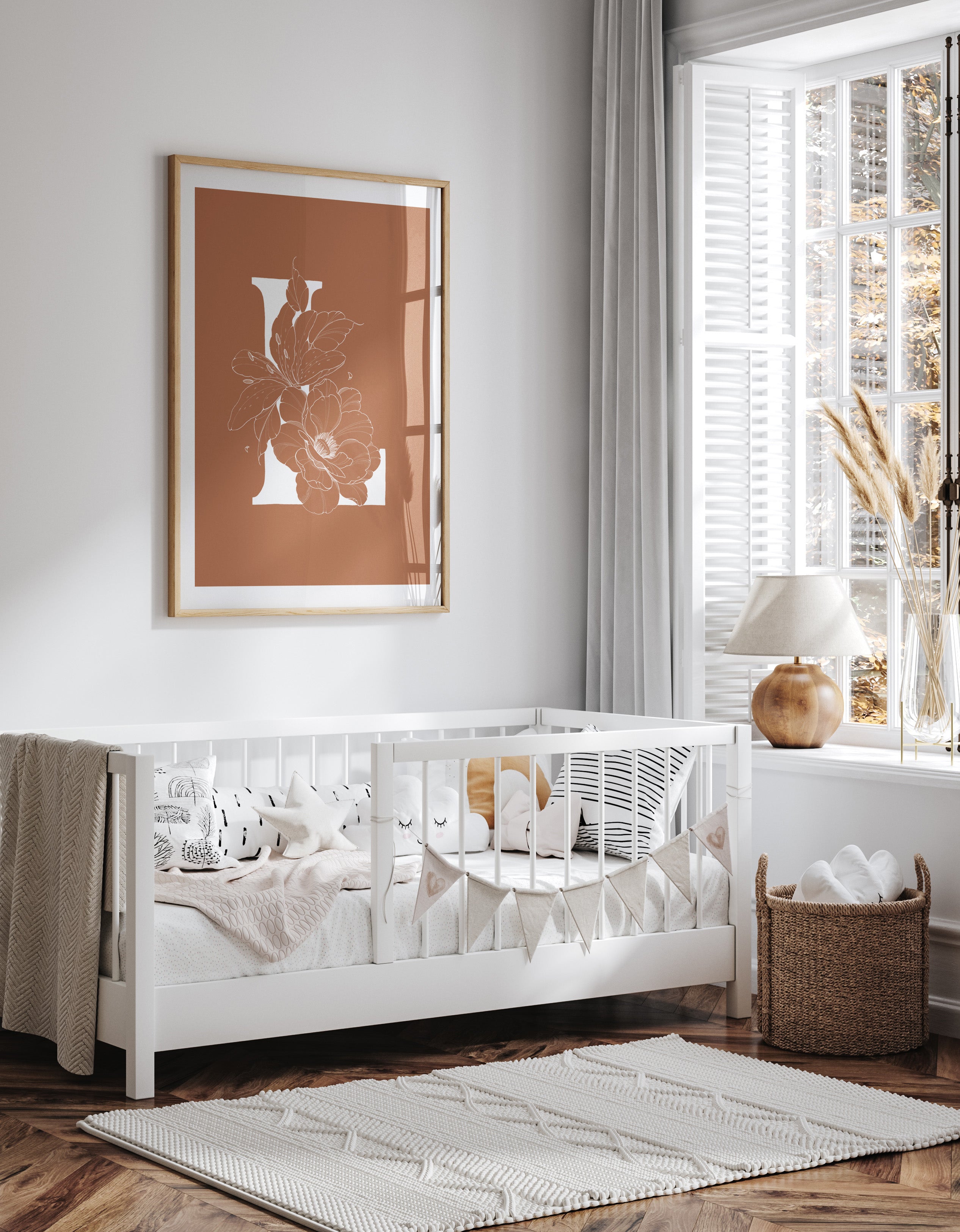 Geburtsposter "Floraler Buchstabe"