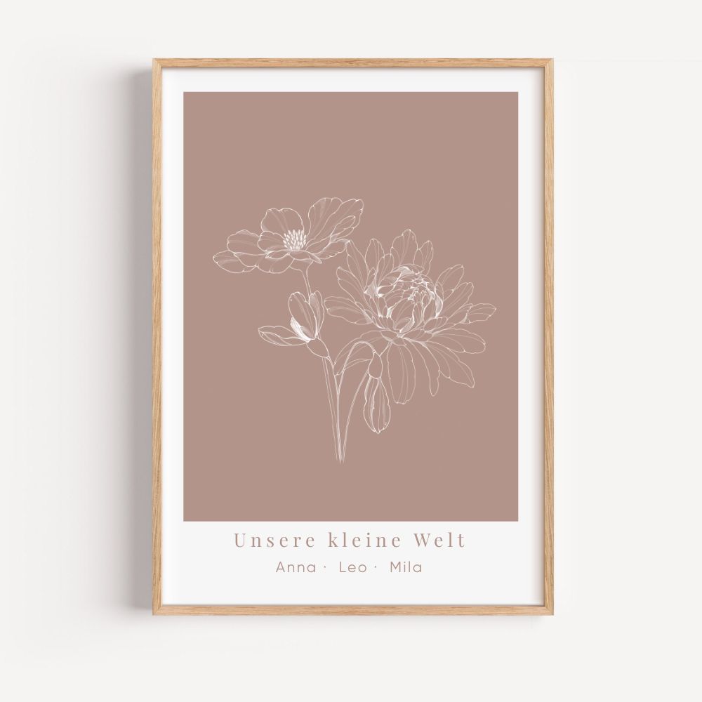 Geburtsblumenposter personalisierbar