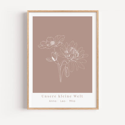 Geburtsblumenposter personalisierbar