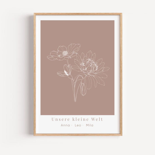 Geburtsblumenposter personalisierbar