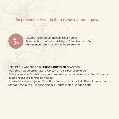 Geburtsblumenposter personalisierbar
