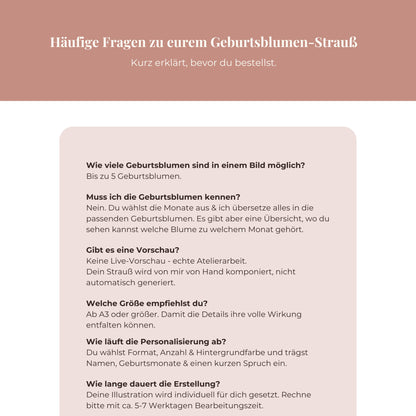 Geburtsblumenposter personalisierbar