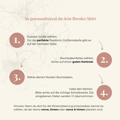 T-Shirt mit floralem Buchstaben – personalisierbar