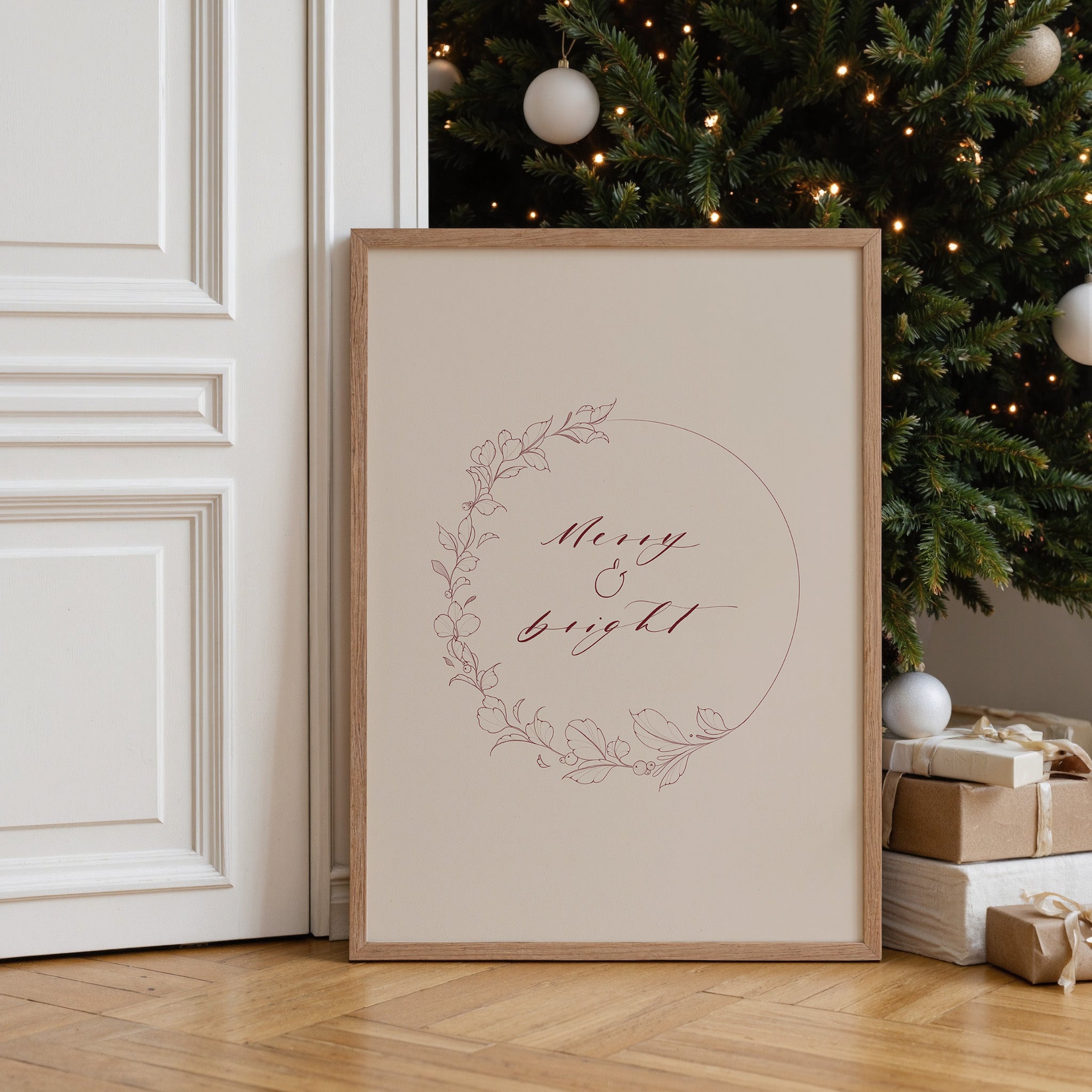 "Merry & Bright" Weihnachtsposter