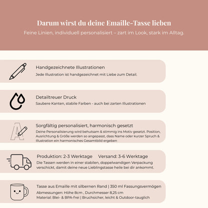 Emaille-Tasse mit floralem Buchstaben - personalisierbar
