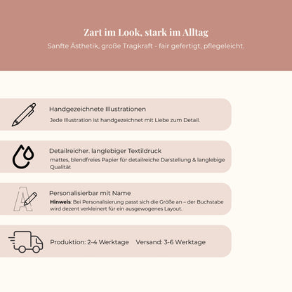 Stoffbeutel mit floralem Buchstaben - personalisierbar