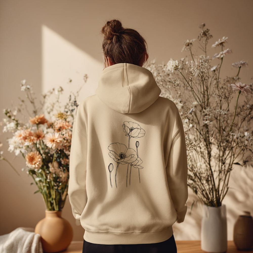 Hoodie mit Geburtsblumen - personalisierbar