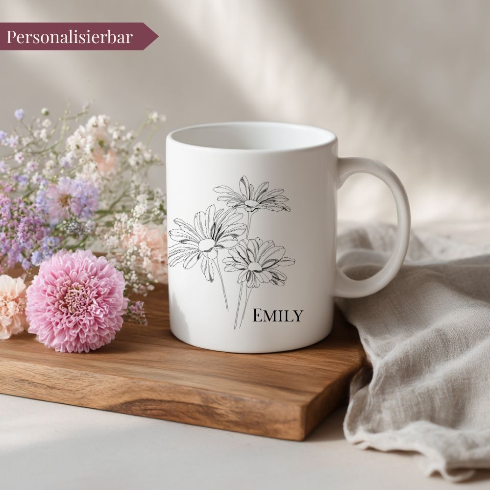 Keramiktasse mit Geburtsblumen - Studio Linéa Botanica